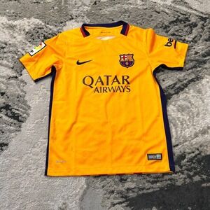 Nike FC Barcelona Yellow and Navy Away Jersey